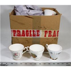 ASSORTED TEA CUPS AND SAUCERS