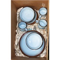 BOX WITH BLUE DENBY ENGLAND STONEWARE DISHES