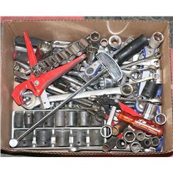 BOX OF ASSORTED MECHANICS TOOLS