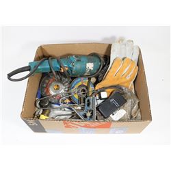 BOX OF WELDING TOOLS/MATERIALS