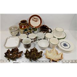 BOX OF ANTIQUE CUPS AND GLASSWARE,