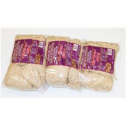 LOT OF 3 TAN 1LB BAGS  OF 100% ACRYLIC YARN