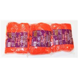 LOT OF 3 ORANGE 1LB BAGS  OF 100% ACRYLIC YARN