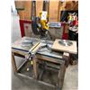 Image 1 : DEWALT DW718 12 INCH DOUBLE BEVEL SLIDING COMPOUND MITRE SAW ON STAND WITH 3 RIPSAW BLADES