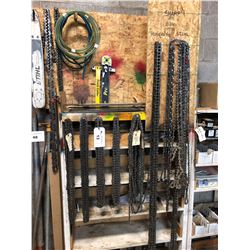 LARGE LOT OF ASSORTED CHAINSAW CHAIN, BARS, BEAM CUTTER & MORE