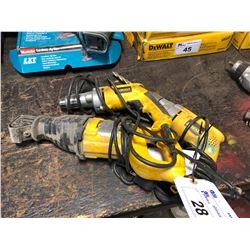 DEWALT SAWZALL & 2 DEWALT CORDED DRILLS