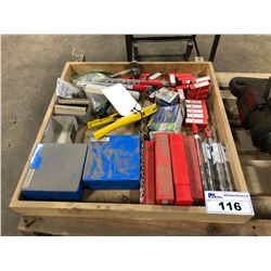 DRAWER OF ASSORTED DADO BITS, AUGER/DRILL BITS & MORE