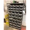 Image 1 : METAL PARTS RACK WITH ASSORTED BRASS HARDWARE, FITTINGS & MORE