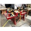 Image 1 : CUSTOM BUILT PNEUMATIC TRUSS NAILING SYSTEM ON METAL STAND INCLUDES: 4 BOSTITCH COIL NAIL GUNS &