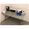 Image 2 : DANBY DESIGNER REFRIGERATOR, 2 MICROWAVES, COFFEE MAKER & FOLDING TABLE