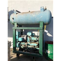 LARGE WESTINGHOUSE POWERED HORIZONTAL AIR COMPRESSOR ON HEAVY DUTY METAL STAND