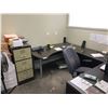 Image 1 : CONTENTS OF OFFICE INCLUDING: NIGHTSHADE U-SHAPED DESK WITH PEDESTAL, PRINTER & FILE CABINET