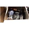 Image 2 : BOX OF VASES, ARTIFICIAL PLANTS AND HOME DECOR AND BOX OF CURTAINS