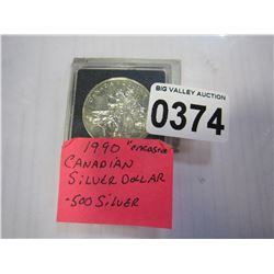 1990 CANADIAN SIVER DOLLAR ENCASED .500 SILVER