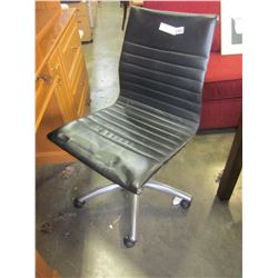 BLACK LEATHER AND CHROME MODERN GAS LIFT OFFICE CHAIR