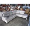 Image 2 : NEW GENUINE GREY STITCHED LEATHER 3 PIECE MODERN SECTIONAL SOFA, RETAIL $4198