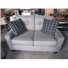 Image 2 : NEW ASHLEY MODERN GREY FABRIC SOFA AND LOVESEAT WITH 4 THROW PILLOWS, RETAIL $2899