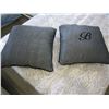 Image 2 : 2 SILK GREY THROW PILLOWS W/EMBROIDERED LETTER B