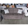 Image 2 : NEW BENCHCRAFT GREY FABRIC SOFA AND LOVESEAT, WITH 4 THROW PILLOWS, VERY COMFORTABLE, RETAIL $2789
