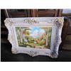 Image 2 : 47" X 50" LARGE WHITE GUILDED FRAME COUNTRY SCENE PRINT