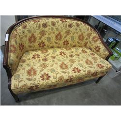 WOOD FRAMED UPHOLSTED LOVE SEAT