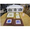 Image 1 : WOODEN WALL SHELF AND 3 SMALL GOLD FRAMED FLORIAL PICS AND2 WOOD FRAMED FLORAL