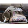 Image 3 : NEW STONEWARE PACKAGE W/ MUG, PLATES, PEWTER VASE, ETC