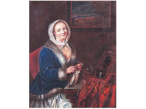 Middle European Painter Second Half 19th Century Woman Doing Needlework