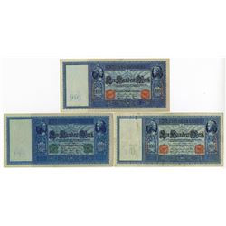 Reichsbanknote, 1909 & 1910 Banknote Trio.