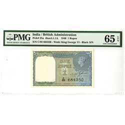 Government of India, 1940, 1 Rupee, P-25a, Jhun4.1.1A, Issued banknote.