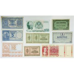 Norges Bank, 1917 to 1986 Banknote Assortment.