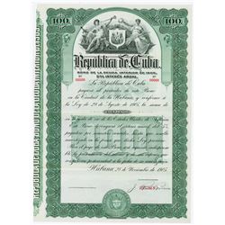 Republica de Cuba, 1905 Specimen Bond