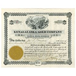 Kenai-Alaska Gold Co., 1910 Stock Certificate.