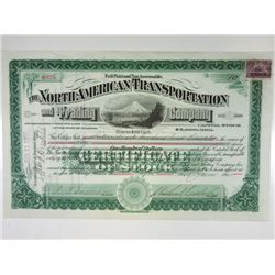 North American Transportation and Trading Co., 1900 Stock Certificate.