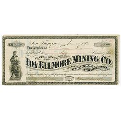 Ida Ellmore Mining Co., 1874 Issued Stock Certificate