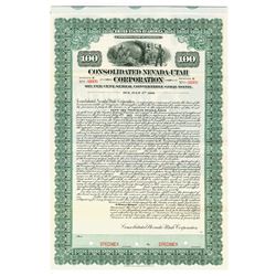 Consolidated Nevada-Utah Corp. 1913 Specimen Bond.