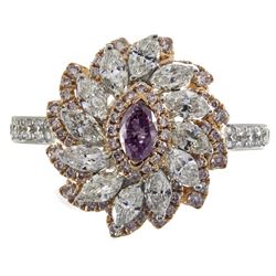 0.19 ctw Fancy Pink Diamond Ring - 18KT Two-Tone Gold