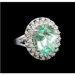 GIA Cert 9.25 ctw Emerald and Diamond Ring - 14KT White Gold