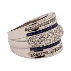 1.40 ctw Sapphire and Diamond Ring - 14KT White Gold