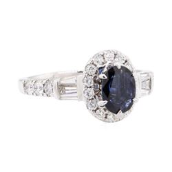 2.20 ctw Sapphire And Diamond Ring - 14KT White Gold