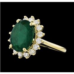 5.51 ctw Emerald and Diamond Ring - 14KT Yellow Gold