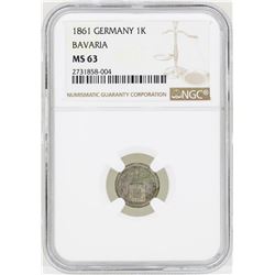 1861 Germany Kreuzer Bavaria Coin NGC MS63