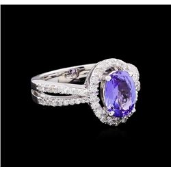 1.73 ctw Tanzanite and Diamond Ring - 14KT White Gold