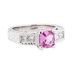 1.39 ctw Pink Sapphire And Diamond Ring - Platinum