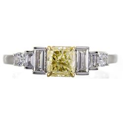 1.01 ctw Fancy Yellow Diamond Ring - 18KT Two-Tone Gold