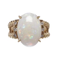 Opal and Diamond 18k Gold Twist Ring