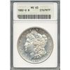 Image 1 : 1882-S $1 Morgan Silver Dollar Coin ANACS MS63