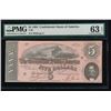 Image 1 : 1864 $5 Confederate States of America Note PMG 63EPQ