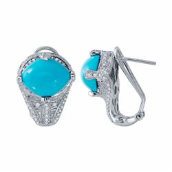 14KT White Gold 5.84ctw Turquoise and Diamond Earrings