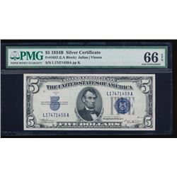 1934B $5 Silver Certificate PMG 66EPQ